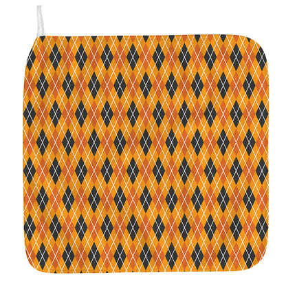 Orange Halloween Argyle Pattern Print Hand Towel