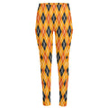 Orange Halloween Argyle Pattern Print High-Waisted Pocket Leggings