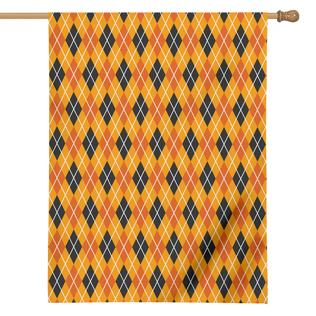 Orange Halloween Argyle Pattern Print House Flag