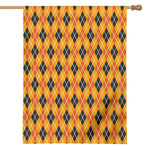 Orange Halloween Argyle Pattern Print House Flag