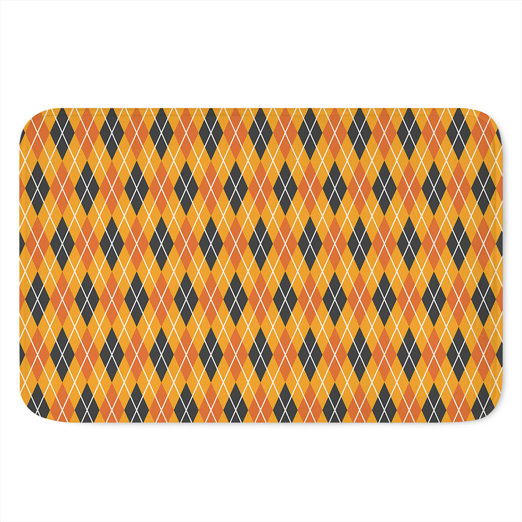 Orange Halloween Argyle Pattern Print Indoor Door Mat