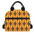 Orange Halloween Argyle Pattern Print Insulated Lunch Bag