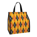 Orange Halloween Argyle Pattern Print Insulated Lunch Tote
