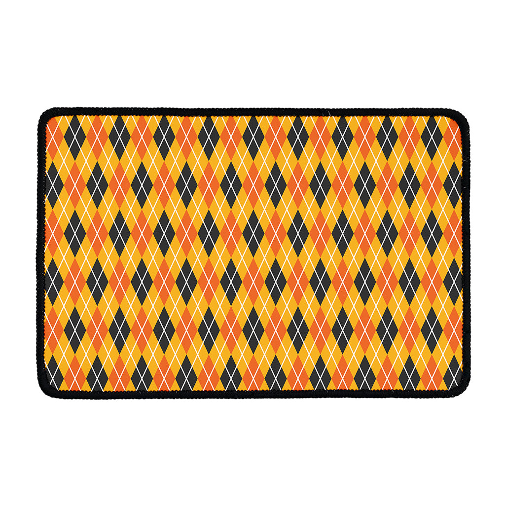 Orange Halloween Argyle Pattern Print Kitchen Mat