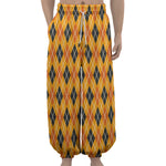 Orange Halloween Argyle Pattern Print Lantern Pants