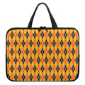 Orange Halloween Argyle Pattern Print Laptop Sleeve With Handle