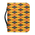 Orange Halloween Argyle Pattern Print Leather Bible Cover
