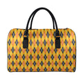 Orange Halloween Argyle Pattern Print Leather Duffel Bag