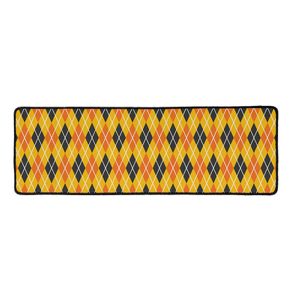 Orange Halloween Argyle Pattern Print Long Kitchen Mat
