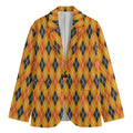 Orange Halloween Argyle Pattern Print Men's Blazer