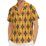 Orange Halloween Argyle Pattern Print Men's Deep V-Neck Shirt