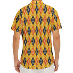 Orange Halloween Argyle Pattern Print Men's Deep V-Neck Shirt
