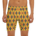 Orange Halloween Argyle Pattern Print Men's Long Boxer Briefs