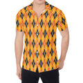 Orange Halloween Argyle Pattern Print Men's Shirt