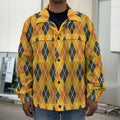 Orange Halloween Argyle Pattern Print Men's Shirt Jacket