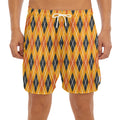 Orange Halloween Argyle Pattern Print Men's Split Running Shorts