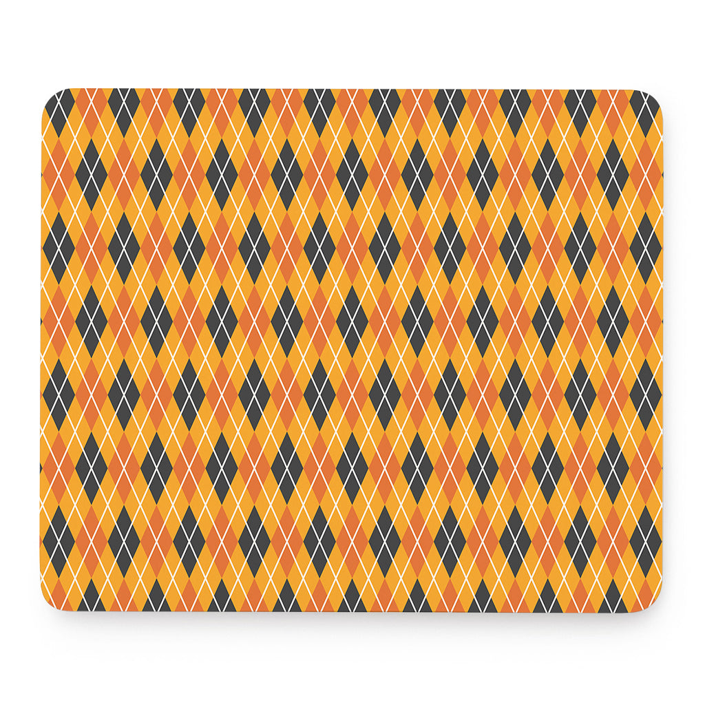 Orange Halloween Argyle Pattern Print Mouse Pad