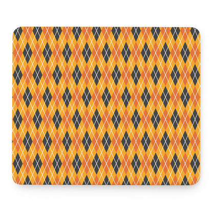 Orange Halloween Argyle Pattern Print Mouse Pad