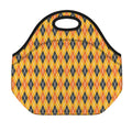 Orange Halloween Argyle Pattern Print Neoprene Lunch Bag