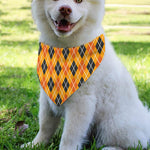 Orange Halloween Argyle Pattern Print Over The Collar Dog Bandana