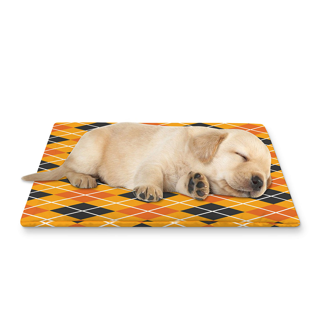 Orange Halloween Argyle Pattern Print Pet Cooling Mat Cover