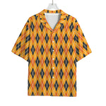 Orange Halloween Argyle Pattern Print Rayon Hawaiian Shirt