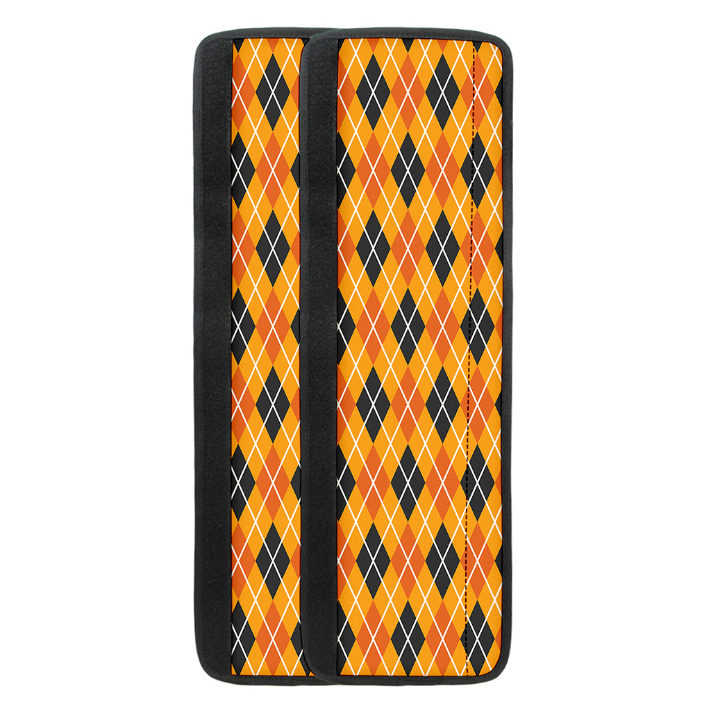 Orange Halloween Argyle Pattern Print Refrigerator Handle Covers