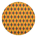 Orange Halloween Argyle Pattern Print Round Blanket