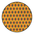Orange Halloween Argyle Pattern Print Round Floor Mat