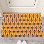 Orange Halloween Argyle Pattern Print Rubber Doormat