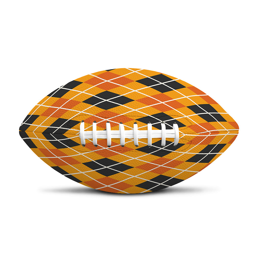 Orange Halloween Argyle Pattern Print Rugby Ball