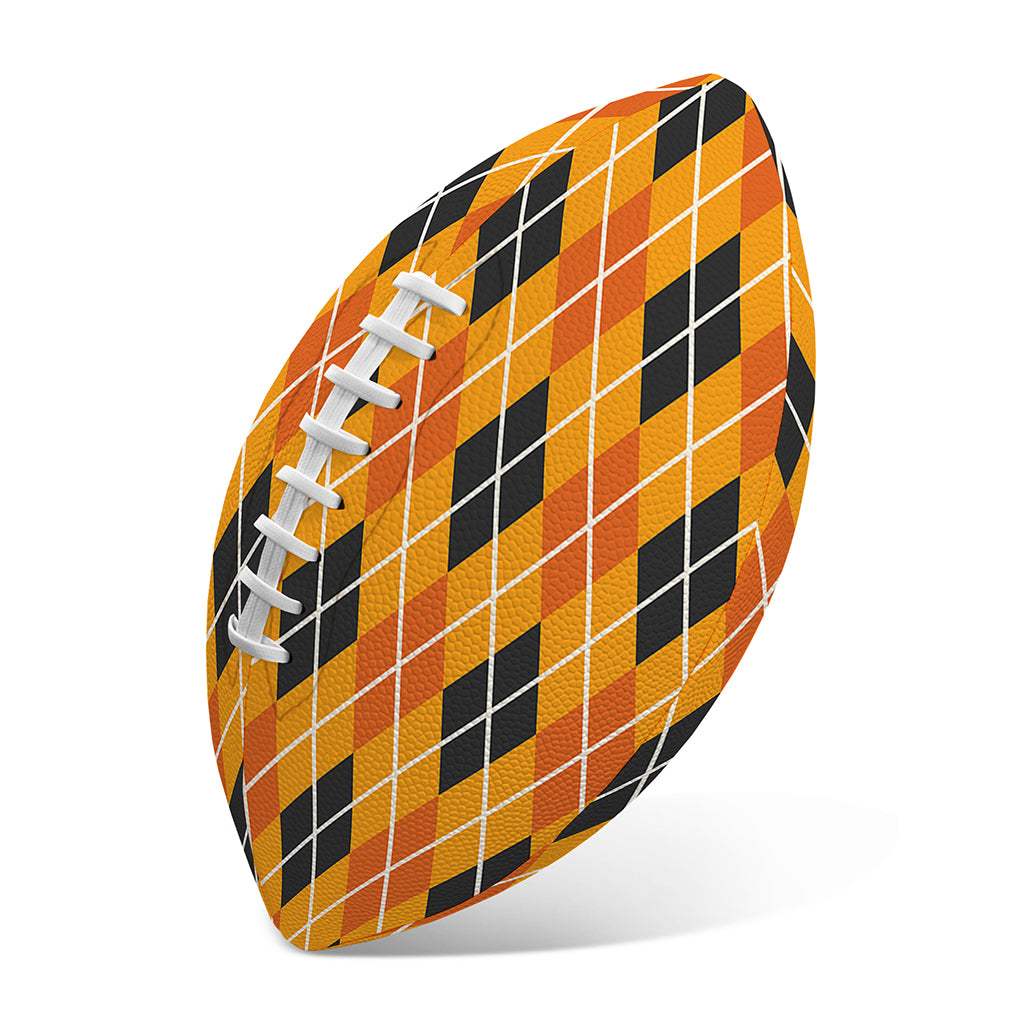 Orange Halloween Argyle Pattern Print Rugby Ball