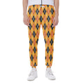 Orange Halloween Argyle Pattern Print Joggers