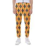 Orange Halloween Argyle Pattern Print Scuba Joggers