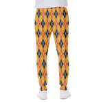 Orange Halloween Argyle Pattern Print Scuba Joggers
