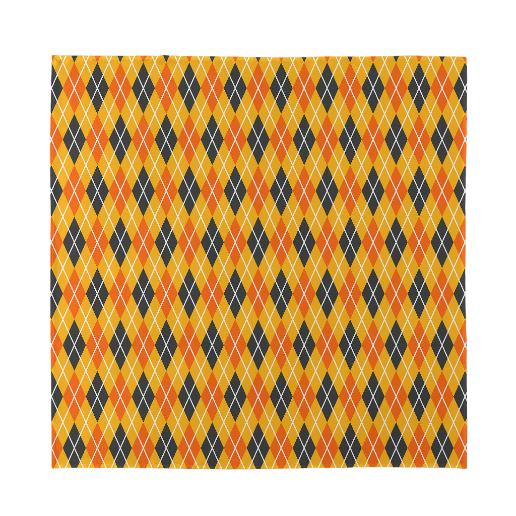 Orange Halloween Argyle Pattern Print Silk Bandana