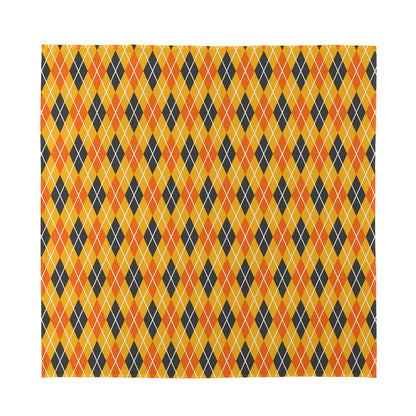 Orange Halloween Argyle Pattern Print Silk Bandana