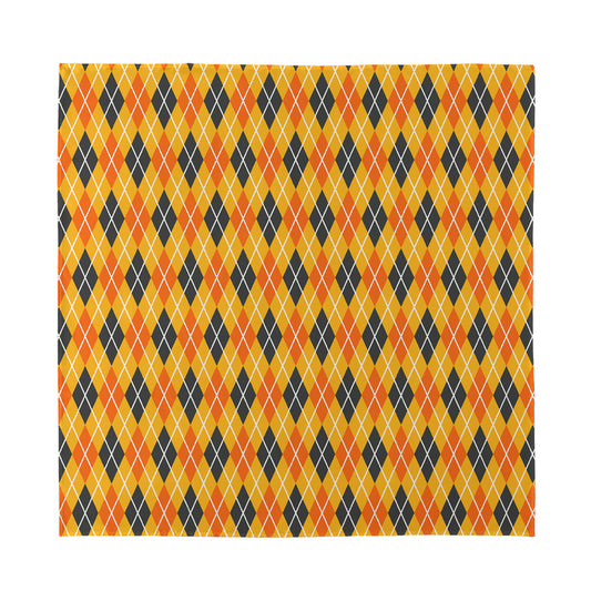 Orange Halloween Argyle Pattern Print Silk Bandana