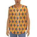 Orange Halloween Argyle Pattern Print Sleeveless Baseball Jersey
