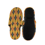 Orange Halloween Argyle Pattern Print Slippers