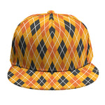 Orange Halloween Argyle Pattern Print Snapback Cap
