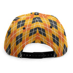 Orange Halloween Argyle Pattern Print Snapback Cap