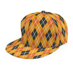 Orange Halloween Argyle Pattern Print Snapback Cap