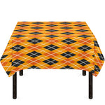 Orange Halloween Argyle Pattern Print Tablecloth