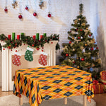 Orange Halloween Argyle Pattern Print Tablecloth