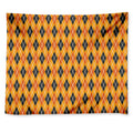 Orange Halloween Argyle Pattern Print Tapestry