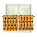 Orange Halloween Argyle Pattern Print Tier Curtains