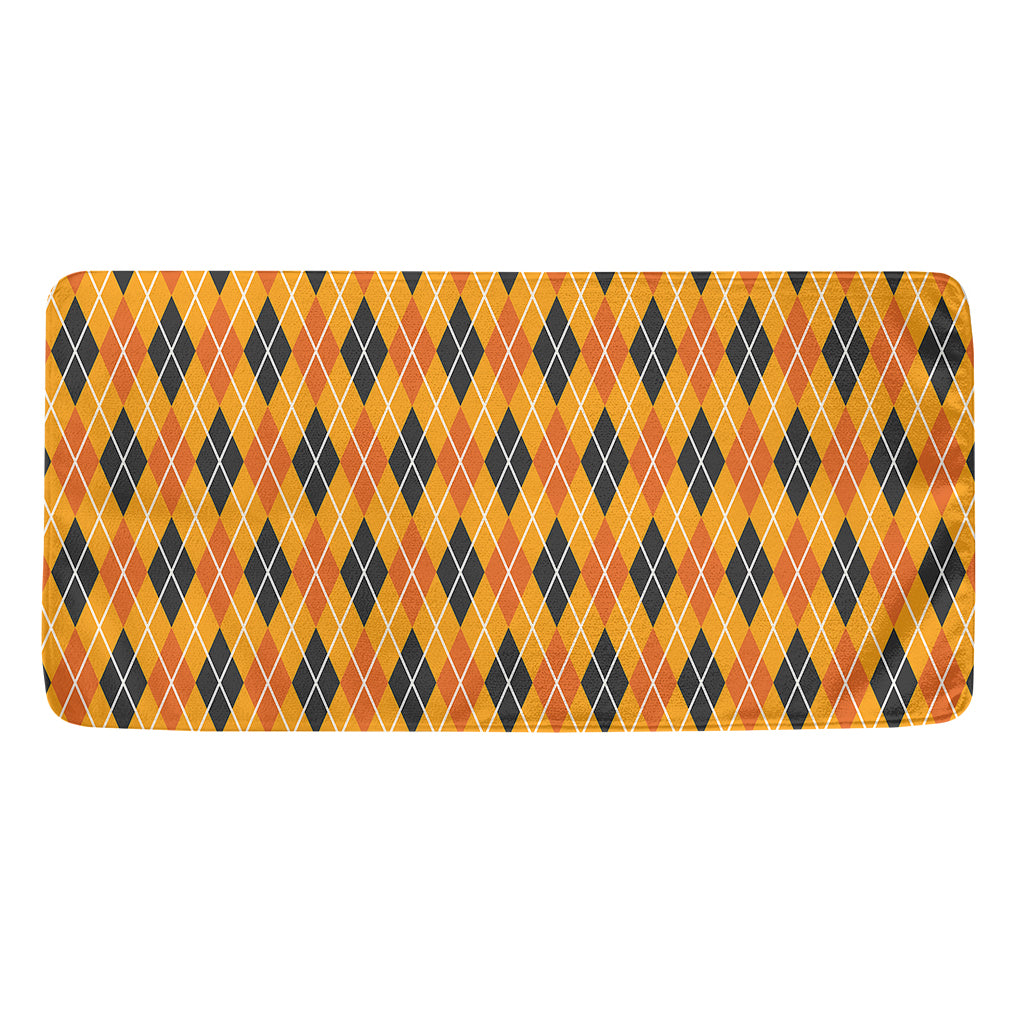 Orange Halloween Argyle Pattern Print Towel