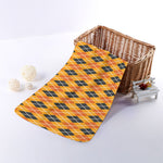 Orange Halloween Argyle Pattern Print Towel