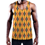 Orange Halloween Argyle Pattern Print Training Tank Top